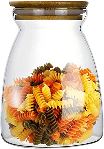 Image of MARTVIA 950 ML Glass Food Storage Containers with Airtight Bamboo Lid, Thickened Coffee Storage Jars for Home Kitchen, Pantry Tea, Spices, Snack (1pc)