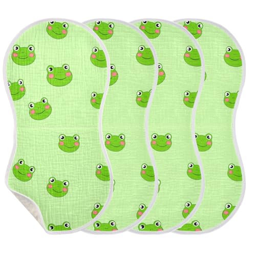 MCHIVER Cartoon Frog Head Pale Baby Burp Cloths Cotton Washcloths Super Soft Absorbent Burping Rags for Baby Girl Boys Burpy Cloth Bib 2 Pack3