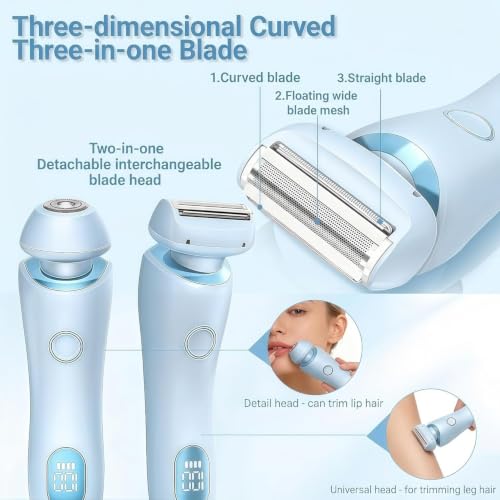 Image of Livora Electric Shaver for Women, SilkGlide Cordless Razor for Legs Underarms Bikini, Painless Hypoallergenic Lady Trimmer, IPX7 Waterproof Wet Dry Use, USB Rechargeable (Blue)
