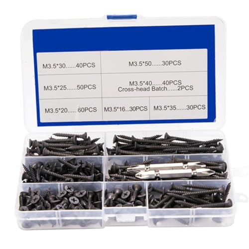 MAGICLULU 282 Piezas tornillo de alta resistencia tornillos autotaladrantes kits de tornillos tornillo de cabeza hexagonal tornillo metálico Negro