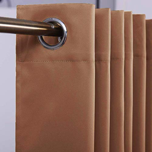 Image of JUPON Kitchen Blackout Curtain Pack of 1 Piece with 3 Layers Weaving Technology & Solid Grommet Pattern /Thermal Insulated Draperies Energy Saving (W 44 inch x 36 inch L) Mocha
