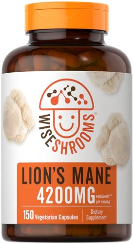 Carlyle Lions Mane Mushroom | 150 Capsules | with Bioperine Extract | Vegetarian, Non-GMO, Gluten Free | Wiseshrooms