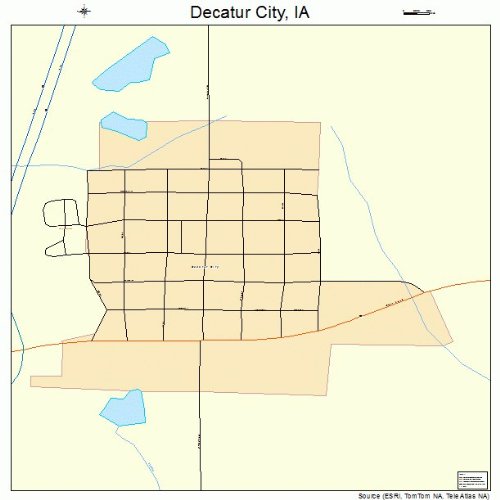 Large Street & Road Map of Decatur City, Iowa IA - Printed poster size ...