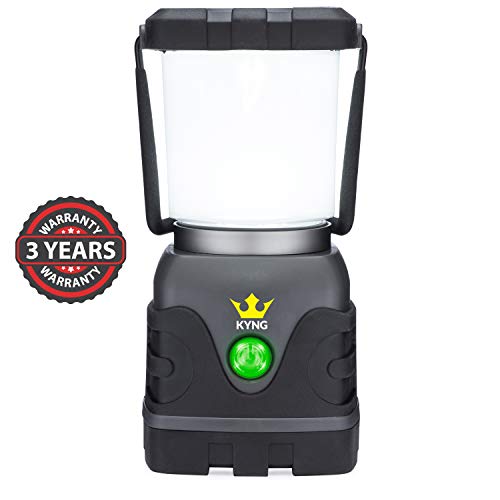 Kyng Camping Lantern 1000 Lumens Bright & Dimmable Warm & Cool White LED Light Modes- D-Cell Battery Powered for Outdoors, Emergency, Roadside Use