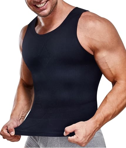Men's Compression Shapewear Vest, Black, XL-XXL