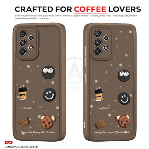Image of AESTMO Back Case Cover for Samsung Galaxy A53 5G Cover | Cute Fun Cartoon 3D Ball | Coffee Silicone Case | Full Body Protection | Camera Protection Back Cover for Samsung Galaxy A53 5G (Brown)
