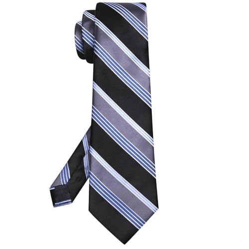 Image of Hi-Tie 63 inches Striped Paisley Extra Long Ties for Men Silk Necktie with Lapel Pin Tie Clip Big and Tall Men Formal Wedding