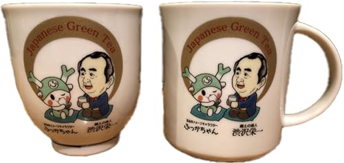 [一万円札発行記念]ふっかちゃん&渋沢栄一翁 湯呑&マグカップセット(九谷焼) [11218-0230]