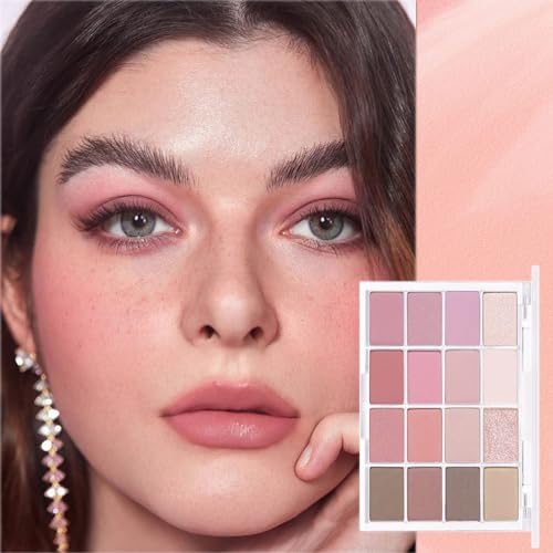 Pink Eyeshadow Palette Make-Up Palettes, 16 Color Pink Brown Eye Shadow Pallets for Women, Matte Shimmering Glitter Eyeshadows Nude Natural Waterproof Long Lasting Highly Pigmented - Image 6