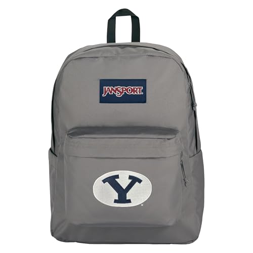 Image of JanSport NCAA Officially Licensed Backpack, Byu Cougars, Superbreak Plus with Padded 15'' Laptop Sleeve, Spacious Computer Bag for Men & Women, Durable Daypack with Bottle Pocket, Graphite Grey
