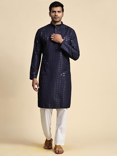 Image of Pro-Ethic Style Developer Mens Indian Traditional Cotton Kurta Sets, Men Kurta Set Indian Wedding Dress (A-117)