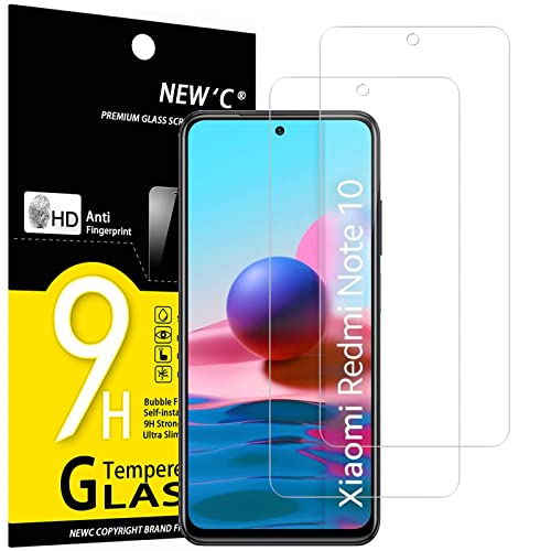 NEW'C 2 Stück für Xiaomi Redmi Note 10, Note 10 5G, Xiaomi POCO M5s für Panzerglas, Frei von Kratzern, 9H Festigkeit, HD Bildschirmschutzfolie, 0.33mm Ultra-klar, Ultrawiderstandsfähig