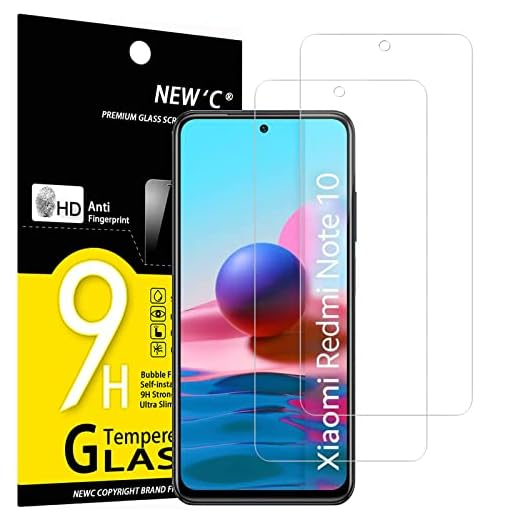 NEW'C 2 Stück für Xiaomi Redmi Note 10, Note 10 5G, Xiaomi POCO M5s für Panzerglas, Frei von Kratzern, 9H Härte, HD Displayschutzfolie, 0.33mm Ultra-klar, Ultrabeständig