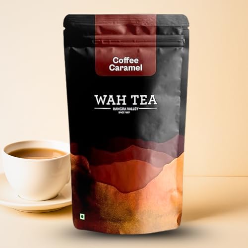 Image of Wah Tea Coffee Caramel Loose Leaf Black Tea - Rich Coffee & Caramel Dessert Blend | Chocolate & Vanilla Notes | Smooth, Indulgent Gourmet Flavor | 100g