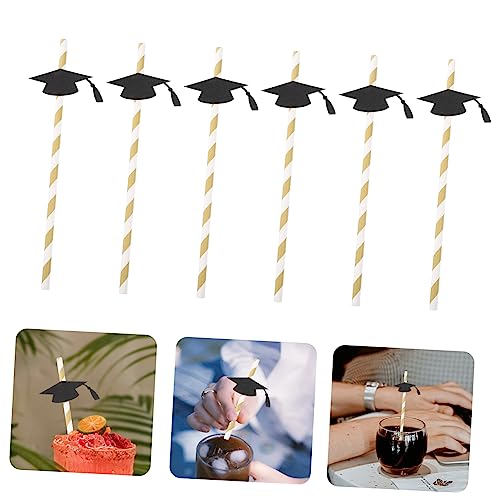 Pitillos de papel negro para graduación 12 piezas miniatura 5