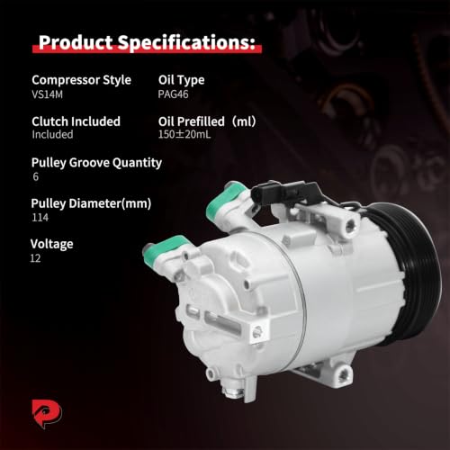 Image of PHOBOOS A /C Compressor with Clutch Compatible with Kia Forte 2014-2018 1.8L /2.0L; Forte Koup 2014-2017, Forte5 2014-2018 & Hyundai Elantra GT 2013-2017, 2.0L, Fast Cooling, Ref.CO29274C