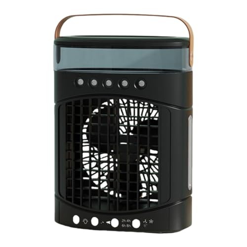 ZEPFJHE Ventilador sin aspas con tanques de nebulización y aire acondicionado portátil de velocidad ajustable con luz nocturna de 7 colores para dormitorio
