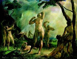 Peinture à l'huile Niobe de Károly Patkó - Reproduction de 1923 sur toile - 20 x 24 pouces