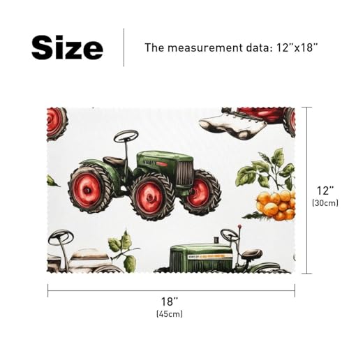 Sets de table tomates et tracteurs pour repas de campagne - 6
