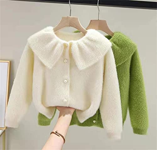 sfdgfhyf Kids Girls' Fuzzy Knit Sweater Cardigan Solid 𝐃ressy Knit Cardigan Collar Button Down Jacket Coat4