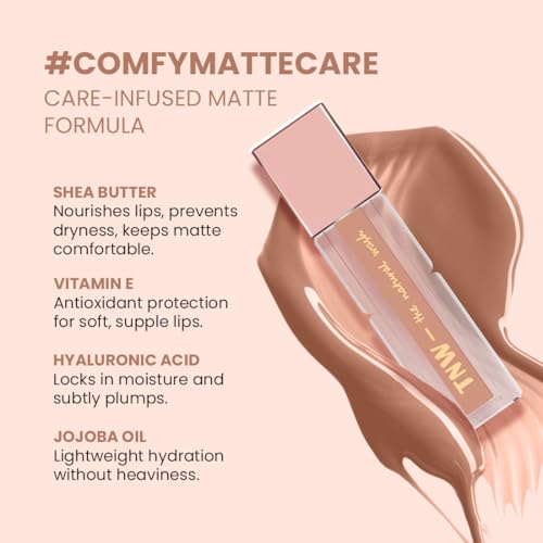 Image of TNW - Comfy Matte Liquid Lipstick | 04 Ballroom Secret | Weightless, Hydrating & Long-Wear | Shea Butter, Hyaluronic Acid & Jojoba Oil | Paraben-Free | 3ml