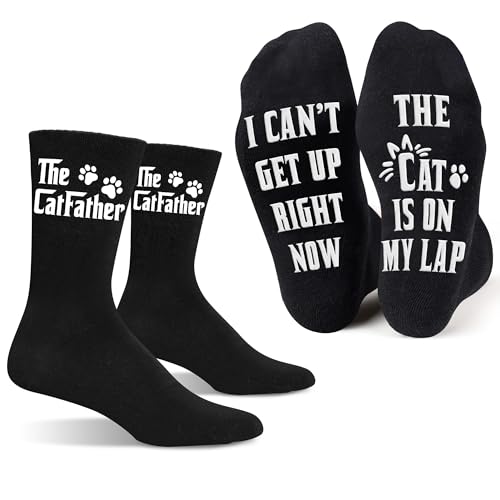 VICRAZY Birthday Gifts for Cat Dads - Funny The Cat Father Socks for Men