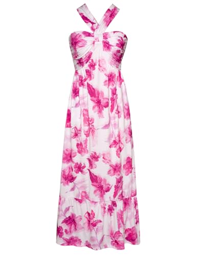 Image of GRACE KARIN Womens Summer Floral Dresses 2026 Boho Maxi Dress Flowy Halter Sundress Casual Vacation Beach Clothes with Pocket