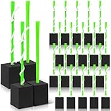 Shappy 24 Pieces Base Plugs with Tassels Heavy Duty Rubber Baseball Anchor Plug for Baseball Field Drill Softball Accessories(Bright Green)