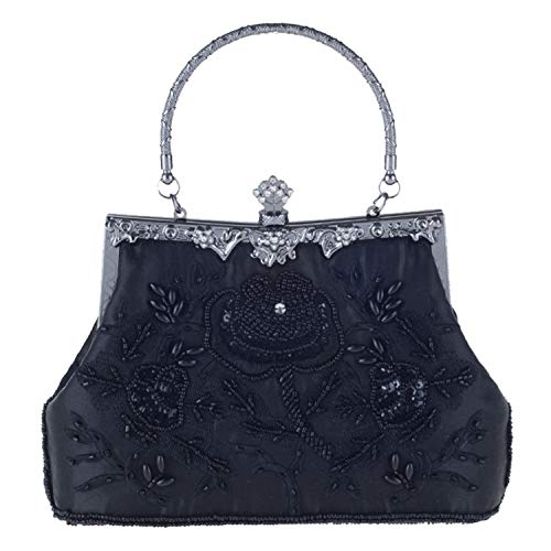 Jywmsc Damen Vintage Floral handgemachte Seed Bead Pailletten Clutch...