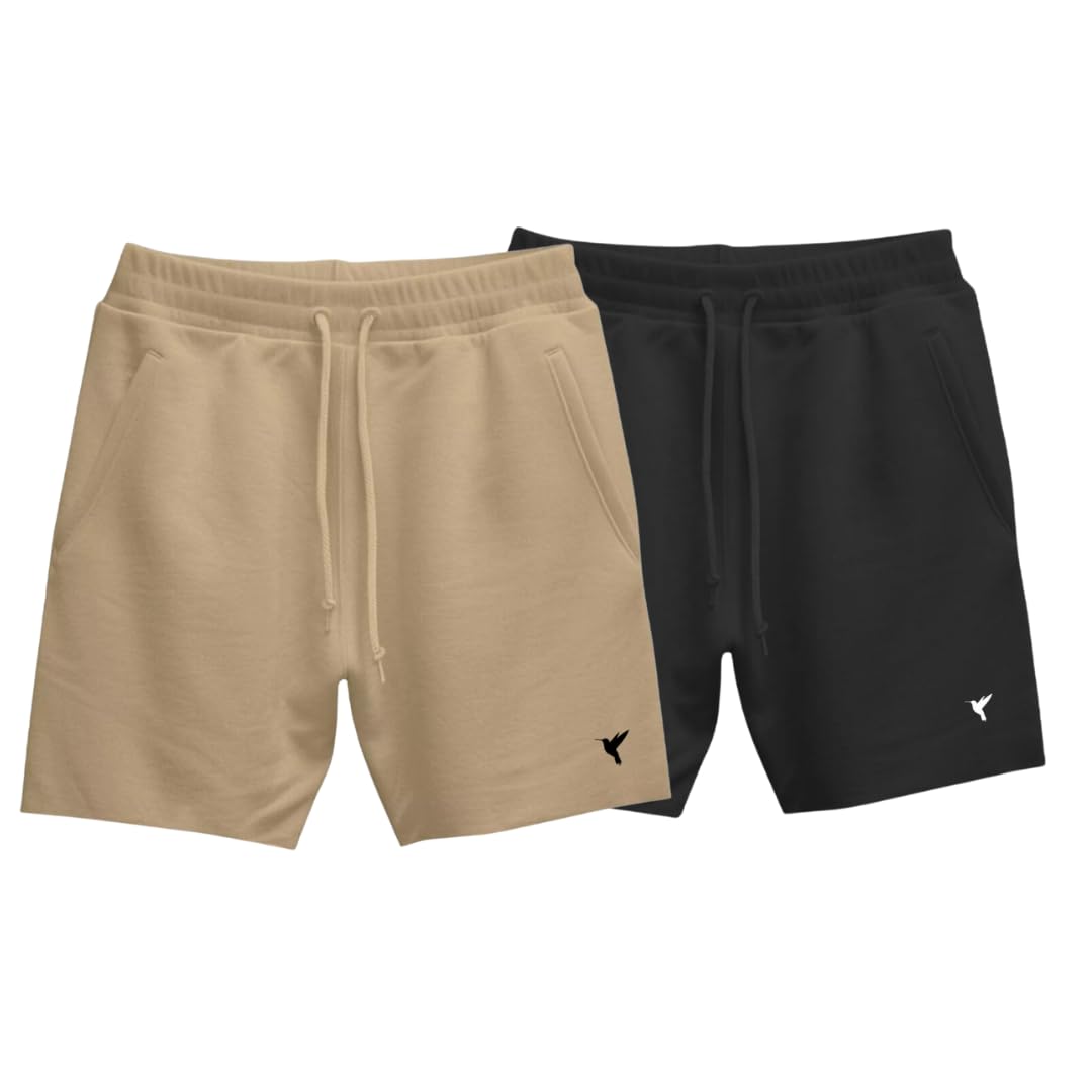 Combo 2 Short Moletinho Bermuda Masculina Casual Short Masculino Estampa Neutra Pássaro