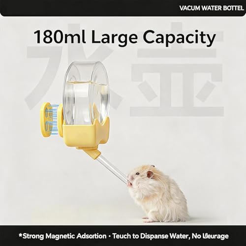Botella de agua de jaula de 180 ml para hámster y mascotas pequeñas en hábitat de vidrio 6