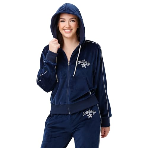 FOCO Dallas Cowboys NFL Womens Velour Zip Up Jacket Top