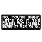 mybrand No, You're Right Let's Do It The Dumbest Way Possible Embroidered Patch Iron-On/Sew-On Funny...