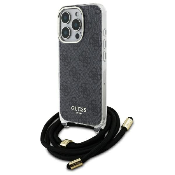 CG Mobile Guess GUHCP16XHC4SEK Coque de Protection pour iPhone 16 Pro Max 6,9" Noir Cordon bandoulière Impression 4G