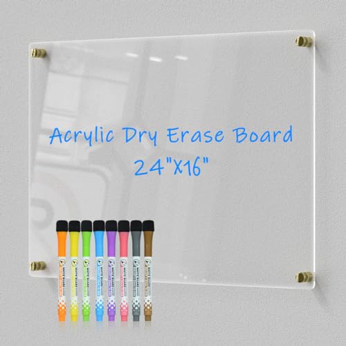 Clear Acrylic Dry-Erase Board 24x16 | Transparent...