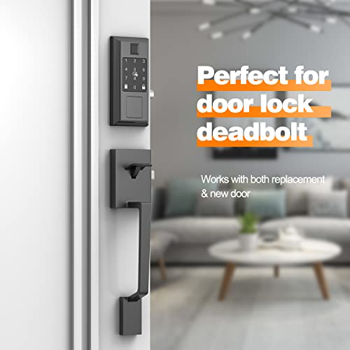 Yytdzsw Front Door Handle, Black Entry Door Handle Set With Reversible Door Lever And Adjustable Door Handle, Exterior Door Handle Lower Half Lever With Single Cylinder, Matte Black #TOP5