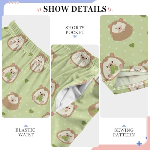 ZZXXB Happy St Patrick's Day Hedgehog Boys Long Pants Soft Trousers Elastic Waist Kids Lounge Bottoms with Pockets S-XL4