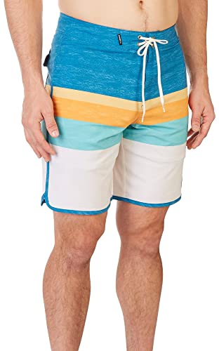 O'NEILL Men's 19 Inch Stripe Boardshorts - Water Resistant Swim Trunks for Men with Quick Dry Stretch Fabric and Pockets,Cream | Lennox Scallop,32