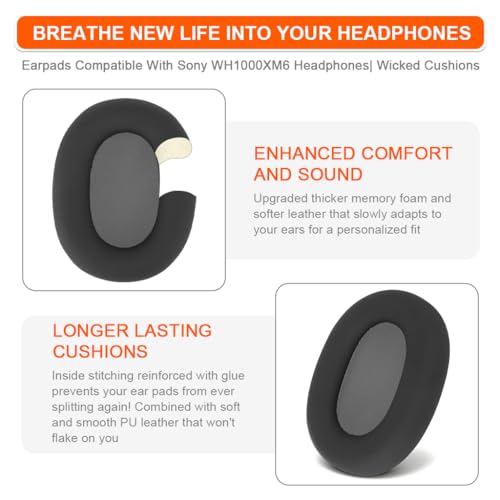Image of ZORBES Premium Replacement Earpads Compatible with Sony WH-1000XM6 Headphones, Enhanced Comfort, Durable PU Leather & Sound Isolation, Ear Pads Cushions for Over-Ear Headphones