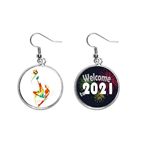 Pendientes de fútbol de plata con diseño de jugador colgante talla M