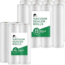 EconoHome Vacuum Seal Rolls - 8"x19.7 4 Pack + 11"x20 8 Pack Commercial-Grade, Airtight & Leakproof Plastic Vacuum Storage Bags for Sous Vide, Meal Preparation, Processing & Dry Aging Meat