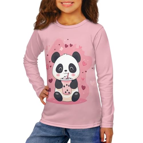 Image of Girls Long Sleeve Shirt with Cute Graphic Casual Pullover Tops 3-16Y