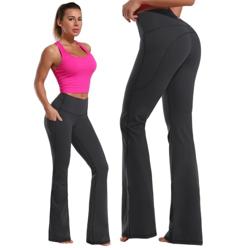 Image of BUBBLELIME Women Out Pockets High Waist Bootlegs Tummy Control Yoga Flared