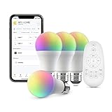 BroadLink Smart Bulbs Lighting Kit with Remote Control - 9W A19 Bluetooth Color Changing Light Bulbs with Music Sync, Compatible with Alexa, Google Home