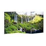 3 Panels Room Divider Screen Magnificent Waterfall Benang Kelambu Folding Privacy Screen Partition Canvas Wall Divider Indoor Freestanding Divider Room Portable Separator