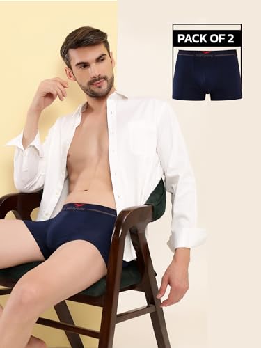 Image of HiFlyers Men's Cotton Spandex Odour-Free, Long Lasting Comfort, All Day Fresh and Confidence Dark Knight Collection Solid Trunks