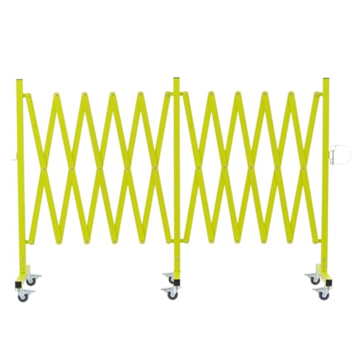 GYMTIME Expandable Metal Barricade, Flexible Mobile Safety Barrier, Folding Security Gate with Casters, Adjustable Traffic Temporary Fence for School, Shopping Mall, 16 Feet, Matte Yellow
