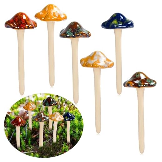 AIGEL Garden Decor Mushrooms, Ceramic Mushroom for Garden Fairy Yard Decoration DIY Ornament for Dollhouse Potting Shed Flowerpot Plants Lawn Garden Outdoor Statue