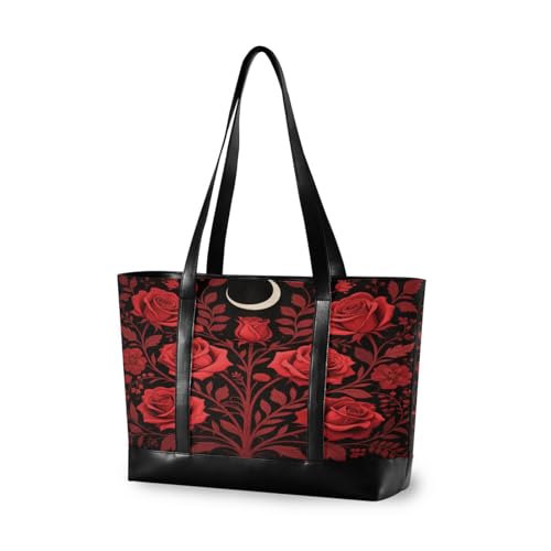 Gothic Red Roses Portable bag for laptop with zipper work purses for Travel Gym Vacation with maletin ejecutivo para mujer
