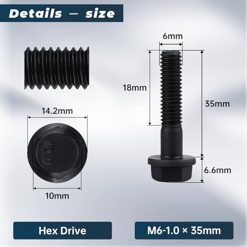 Image of 15 Sets M6-1.0 x 35mm Flange Hex Bolt with Flange Nuts and Flat & Lock Washers Assortment Set, 10.9 Grade Alloy Steel, Serrated, for Automotive Repair & Machinery Projects, Glvaner
